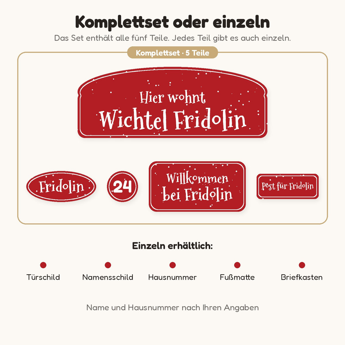 Komplettset oder einzelne Teile