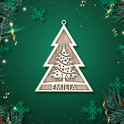 Happy Bumblebee - Personalisierter Weihnachtsbaum Anhänger – Wunschnamen und Motiveauswahl – Nachhaltiger Christbaumschmuck mit Wunschname