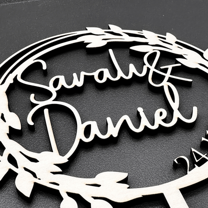 Hochzeit Cake Topper "Variante 15" Personalisiert aus Holz - Happy Bumblebee