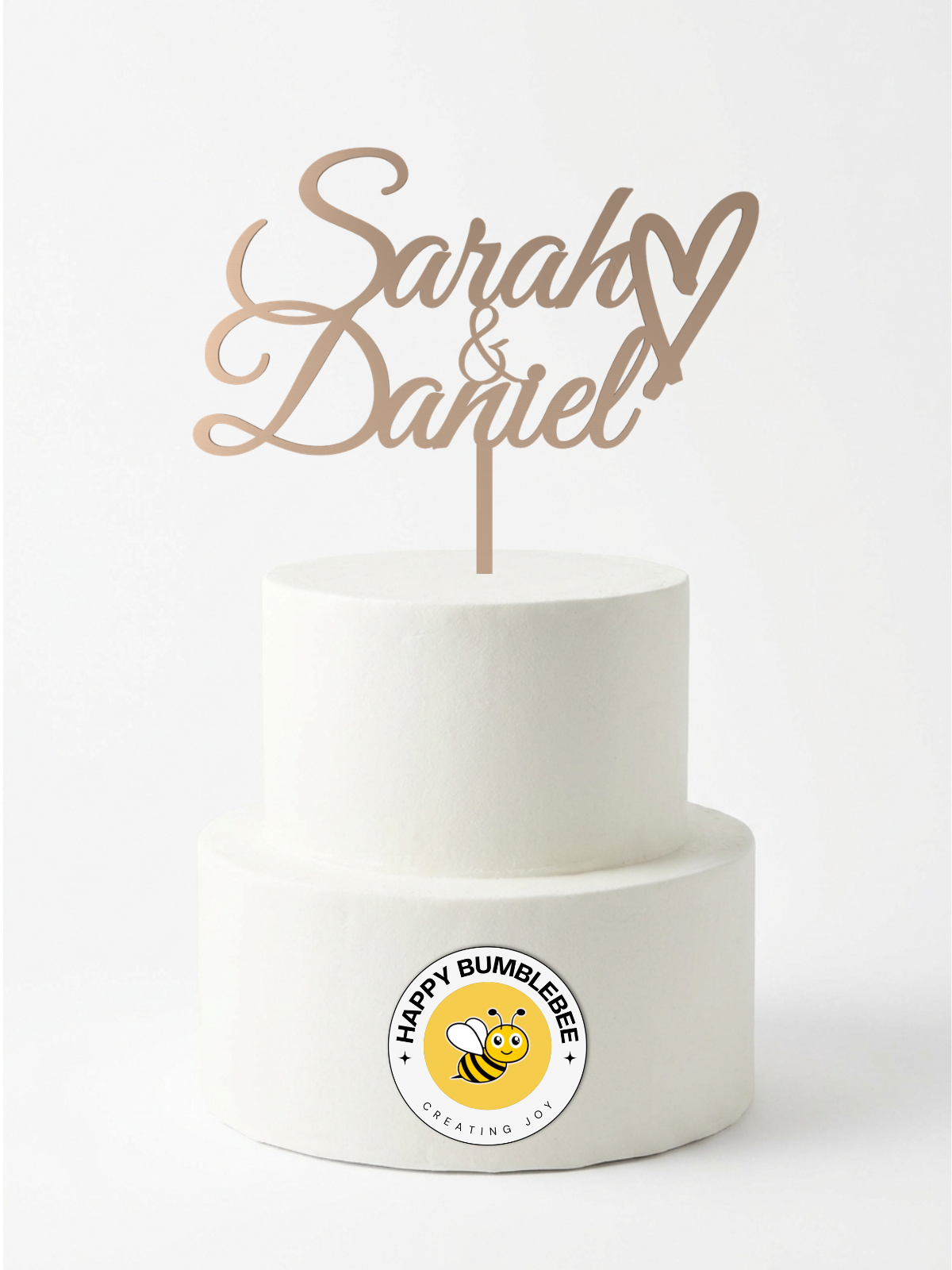 Hochzeit Cake Topper "Namen mit Herz" Personalisiert - Happy Bumblebee