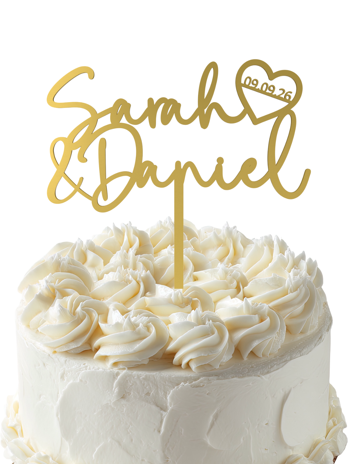 Hochzeit Cake Topper "Namen mit Datumsherz" Personalisiert - Happy Bumblebee