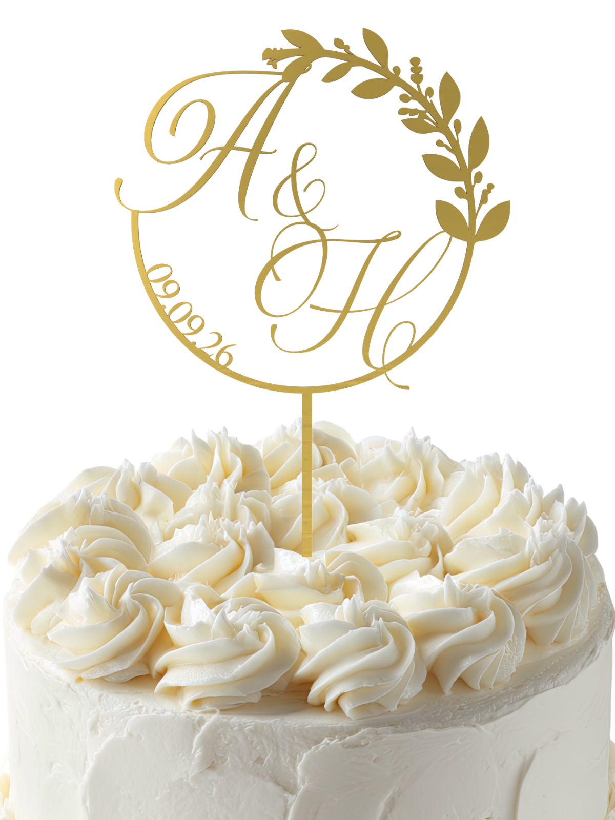 Hochzeit Cake Topper "Monogramm im Kranz" Personalisiert - Happy Bumblebee