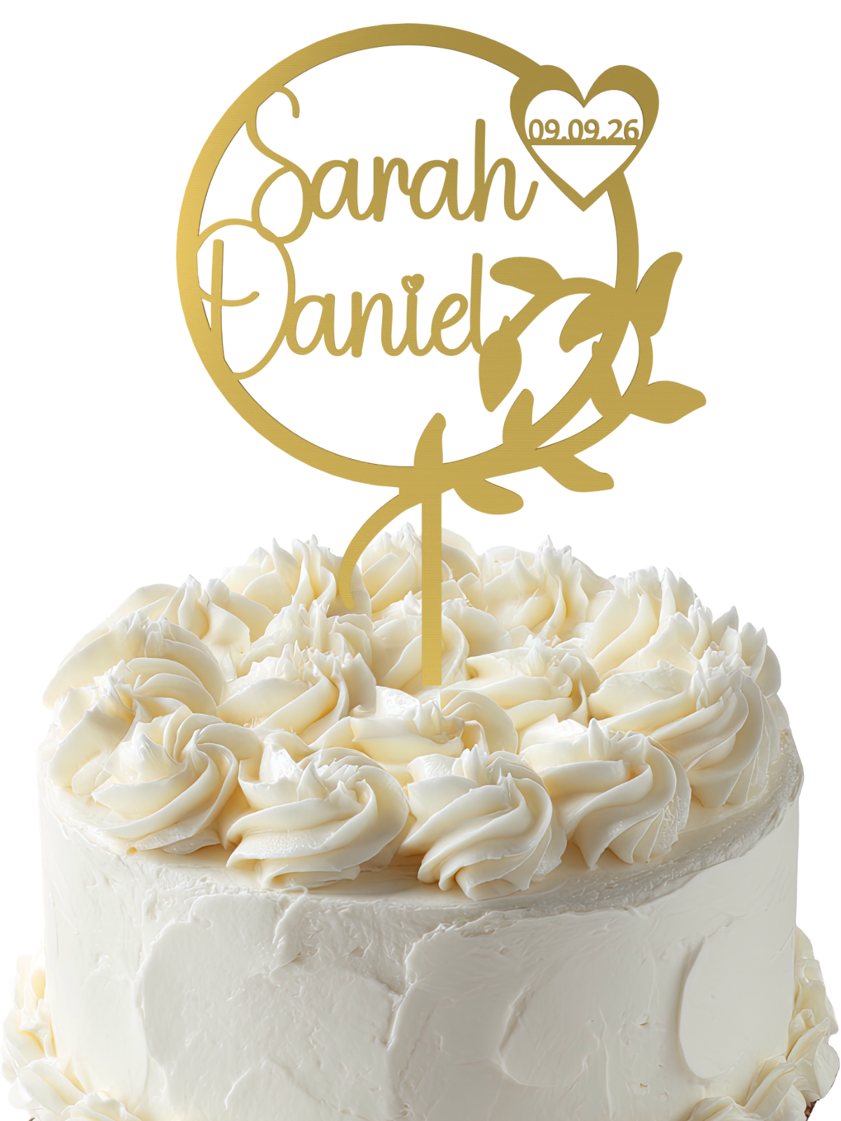 Hochzeit Cake Topper "Kranz mit Zweig" Personalisiert - Happy Bumblebee