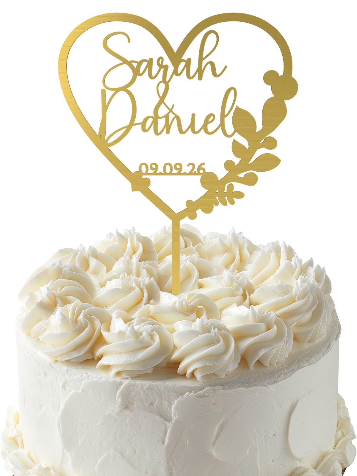 Hochzeit Cake Topper "Herz mit Eukalyptus" Personalisiert - Happy Bumblebee