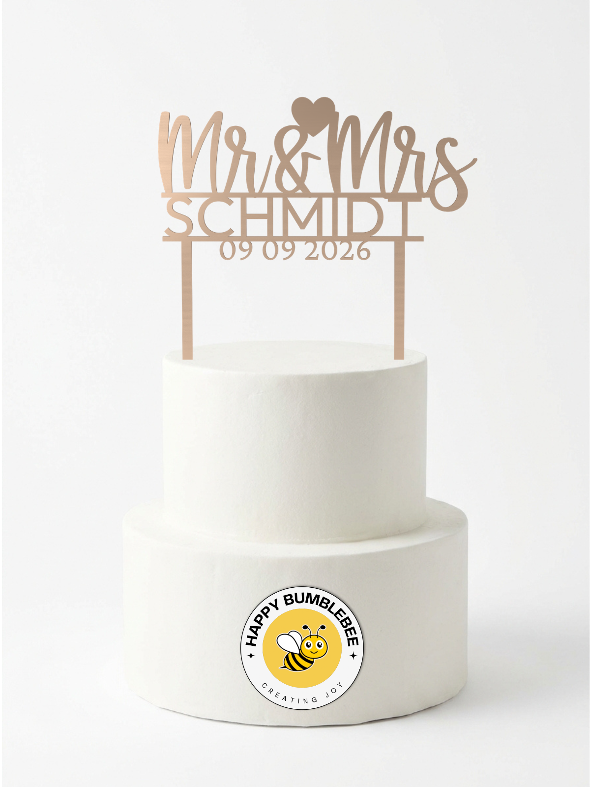 Hochzeit Cake Topper "Mr & Mrs mit Nachname" Personalisiert - Happy Bumblebee