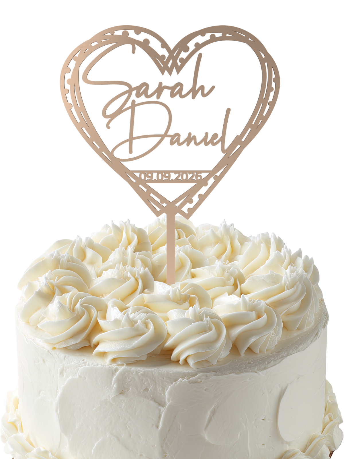 Hochzeit Cake Topper "Herz gestrichelt" Personalisiert - Happy Bumblebee