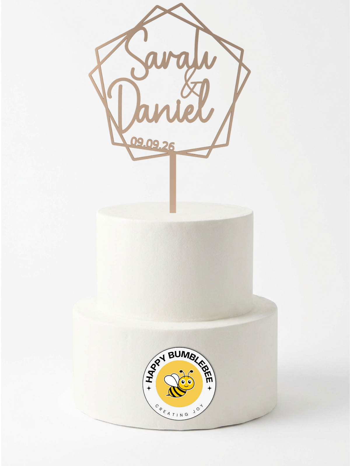 Hochzeit Cake Topper "Namen im Fünfeck" Personalisiert - Happy Bumblebee