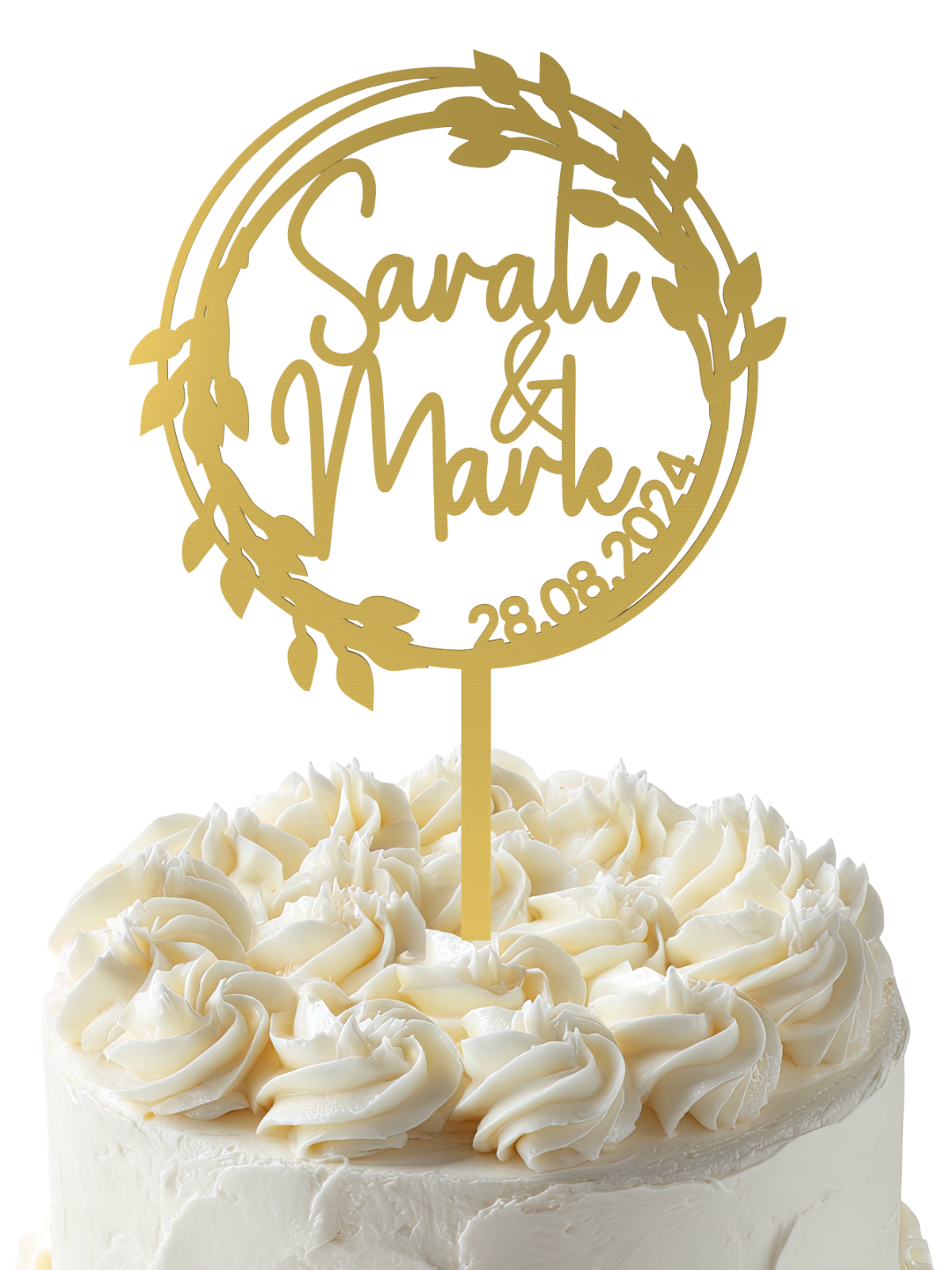 Hochzeit Cake Topper "Lorbeerkranz" Personalisiert - Happy Bumblebee