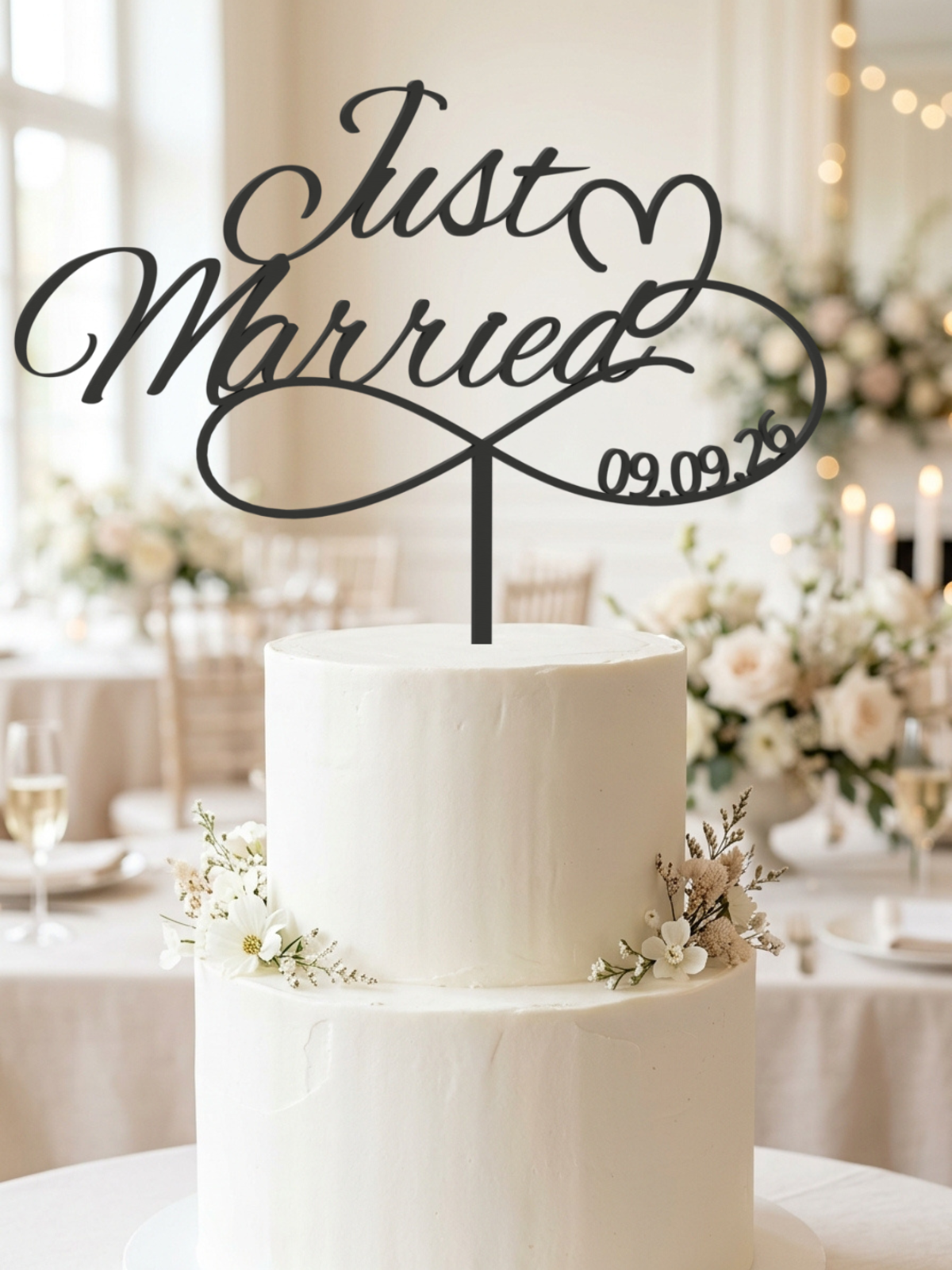 Hochzeit Cake Topper "Unendlichkeitszeichen mit Datum" Personalisiert - Happy Bumblebee