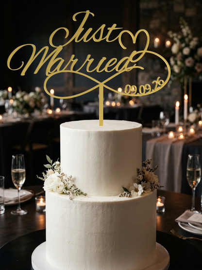 Hochzeit Cake Topper "Unendlichkeitszeichen mit Datum" Personalisiert - Happy Bumblebee