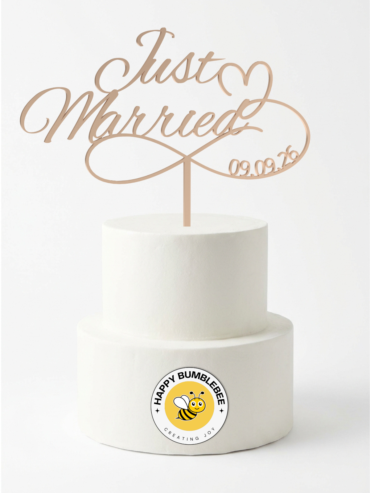 Hochzeit Cake Topper "Unendlichkeitszeichen mit Datum" Personalisiert - Happy Bumblebee