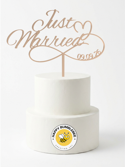 Hochzeit Cake Topper "Unendlichkeitszeichen mit Datum" Personalisiert - Happy Bumblebee
