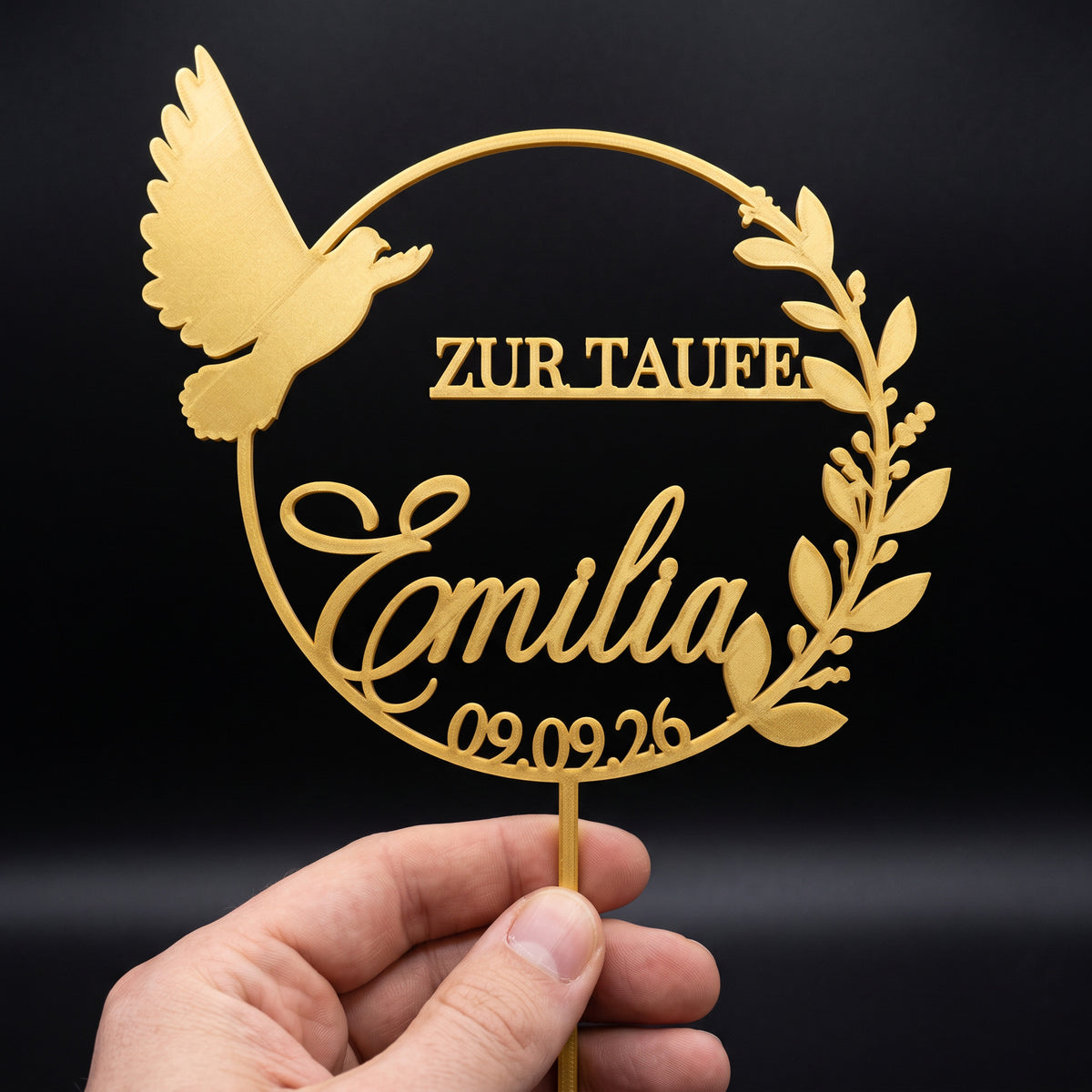 Taufe Cake Topper Motiv im Kranz Hand