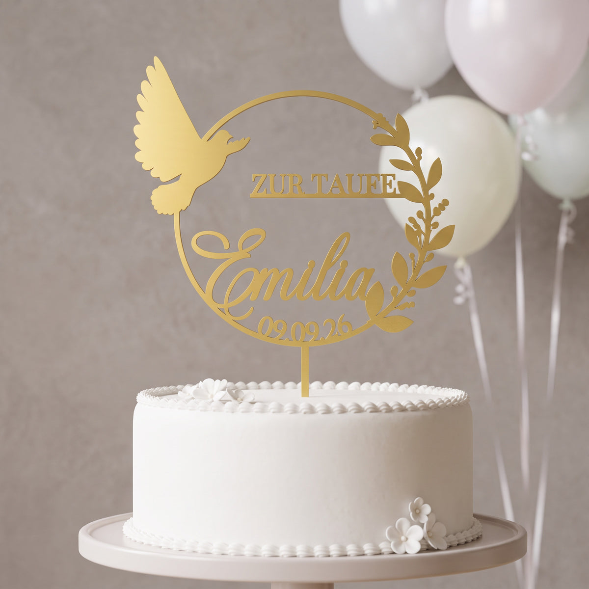 Taufe Cake Topper Motiv im Kranz Hauptbild