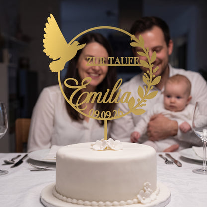 Taufe Cake Topper Motiv im Kranz Personenbild