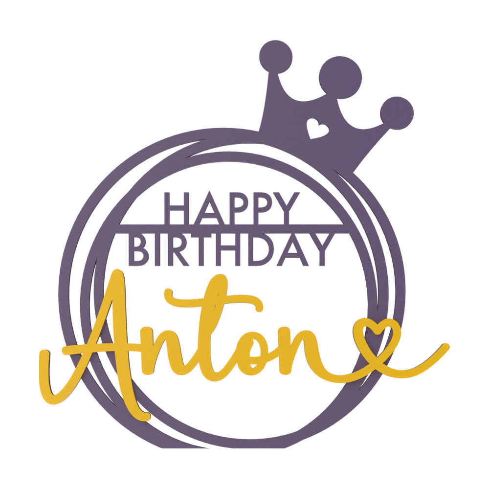Geburtstag Cake Topper Happy Birthday mit Krone Farbtafel