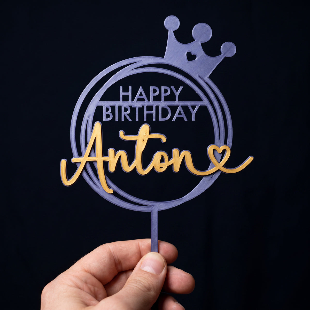 Geburtstag Cake Topper Happy Birthday mit Krone Hand