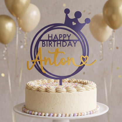 Geburtstag Cake Topper Happy Birthday mit Krone Hauptbild