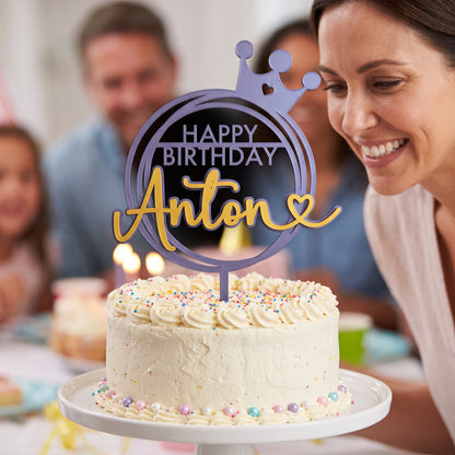 Geburtstag Cake Topper Happy Birthday mit Krone Personenbild