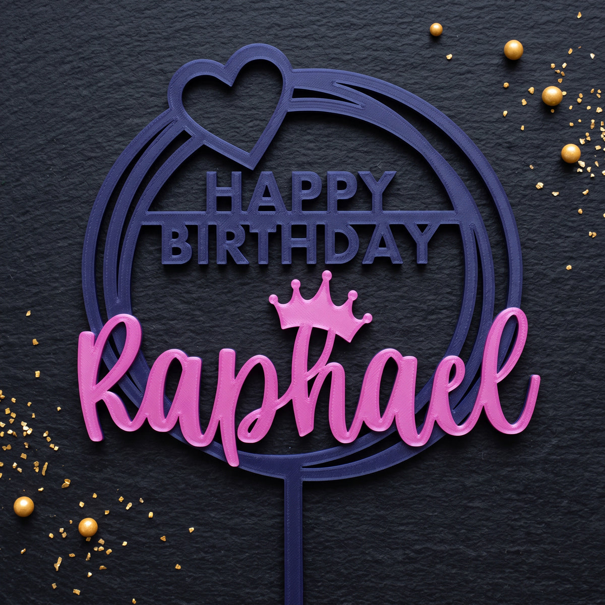 Geburtstag Cake Topper Happy Birthday mit Herz Flatlay