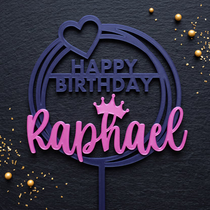 Geburtstag Cake Topper Happy Birthday mit Herz Flatlay