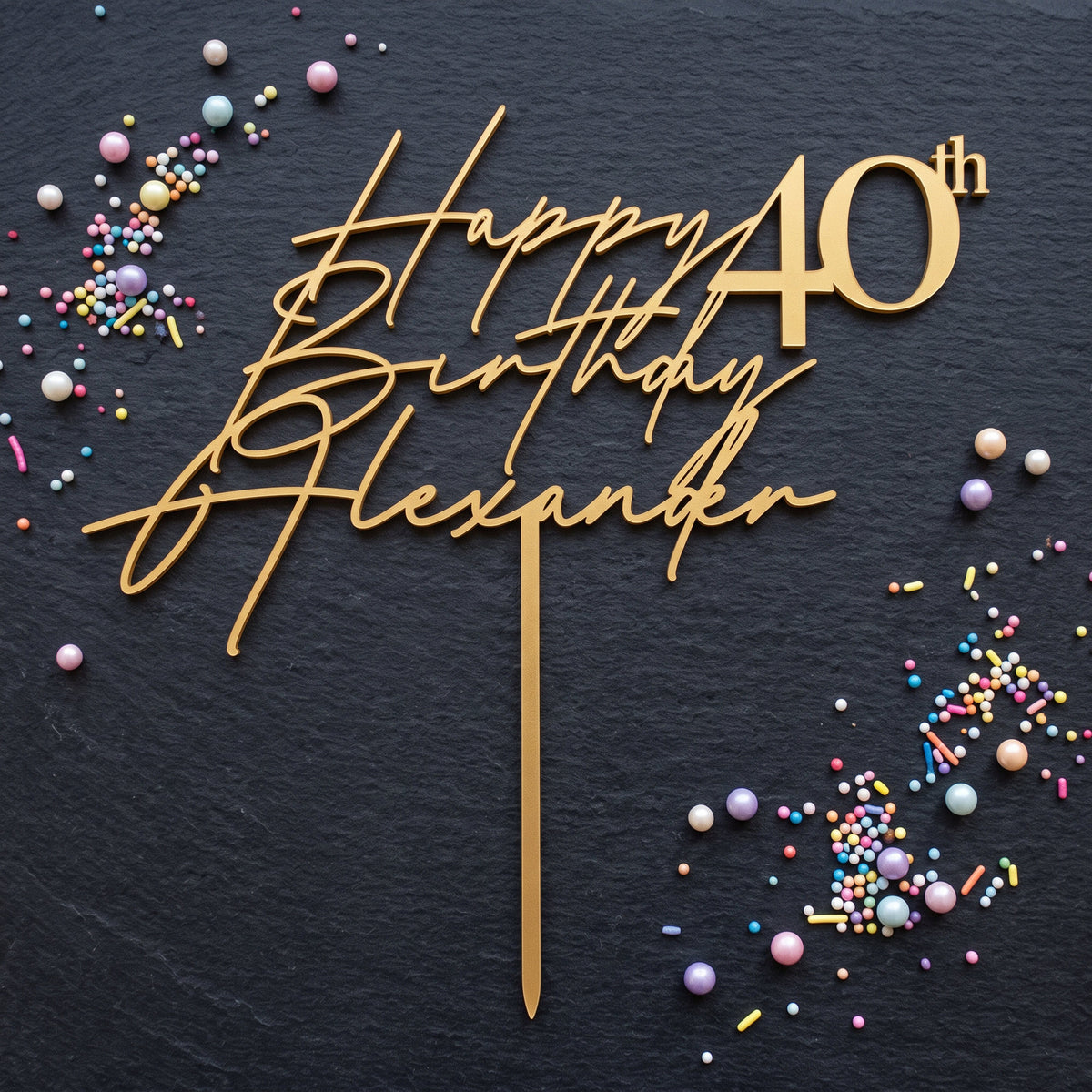 Geburtstag Cake Topper Happy Birthday Schriftzug mit Zahl Flatlay