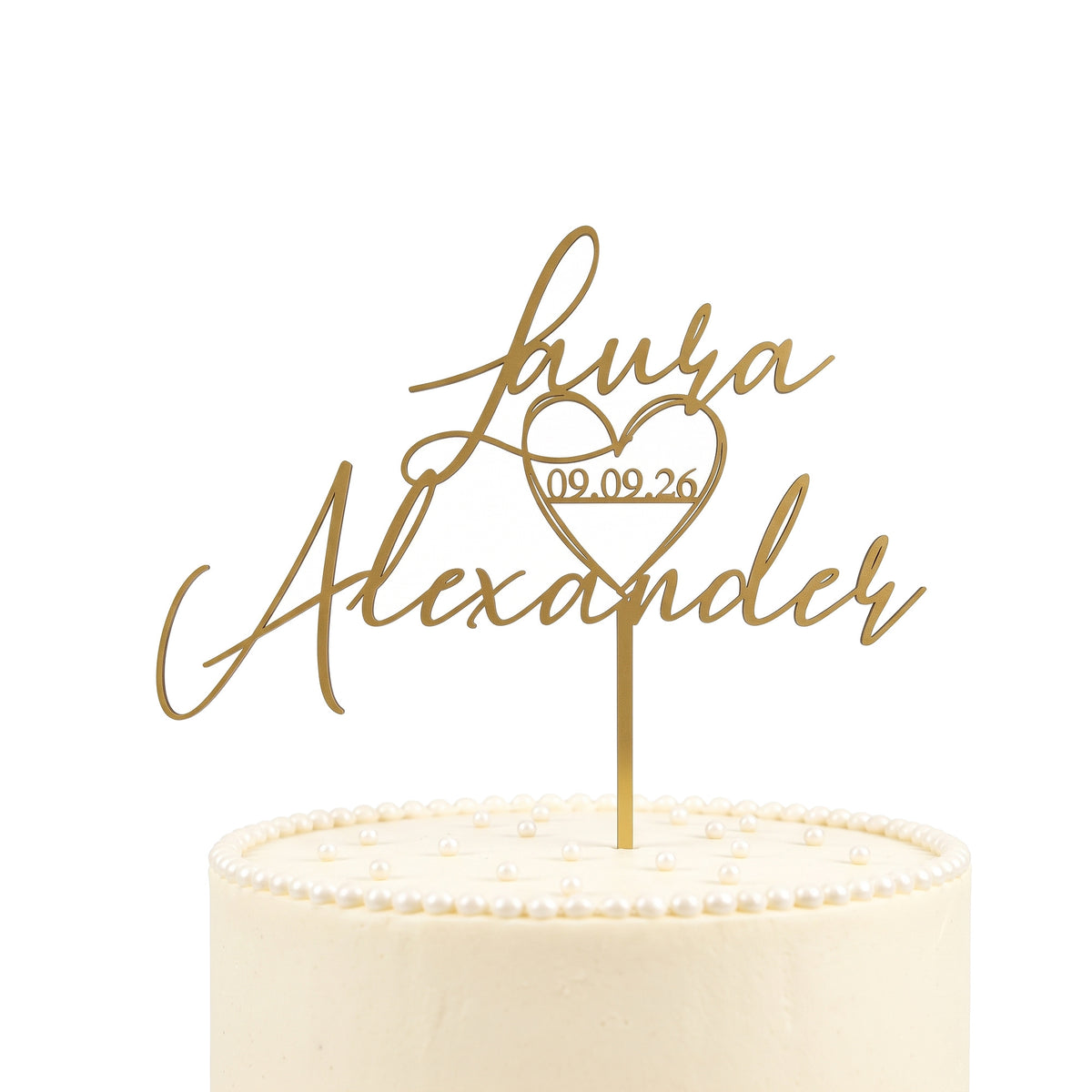 Hochzeit Cake Topper Herz im Namenszug Hauptbild