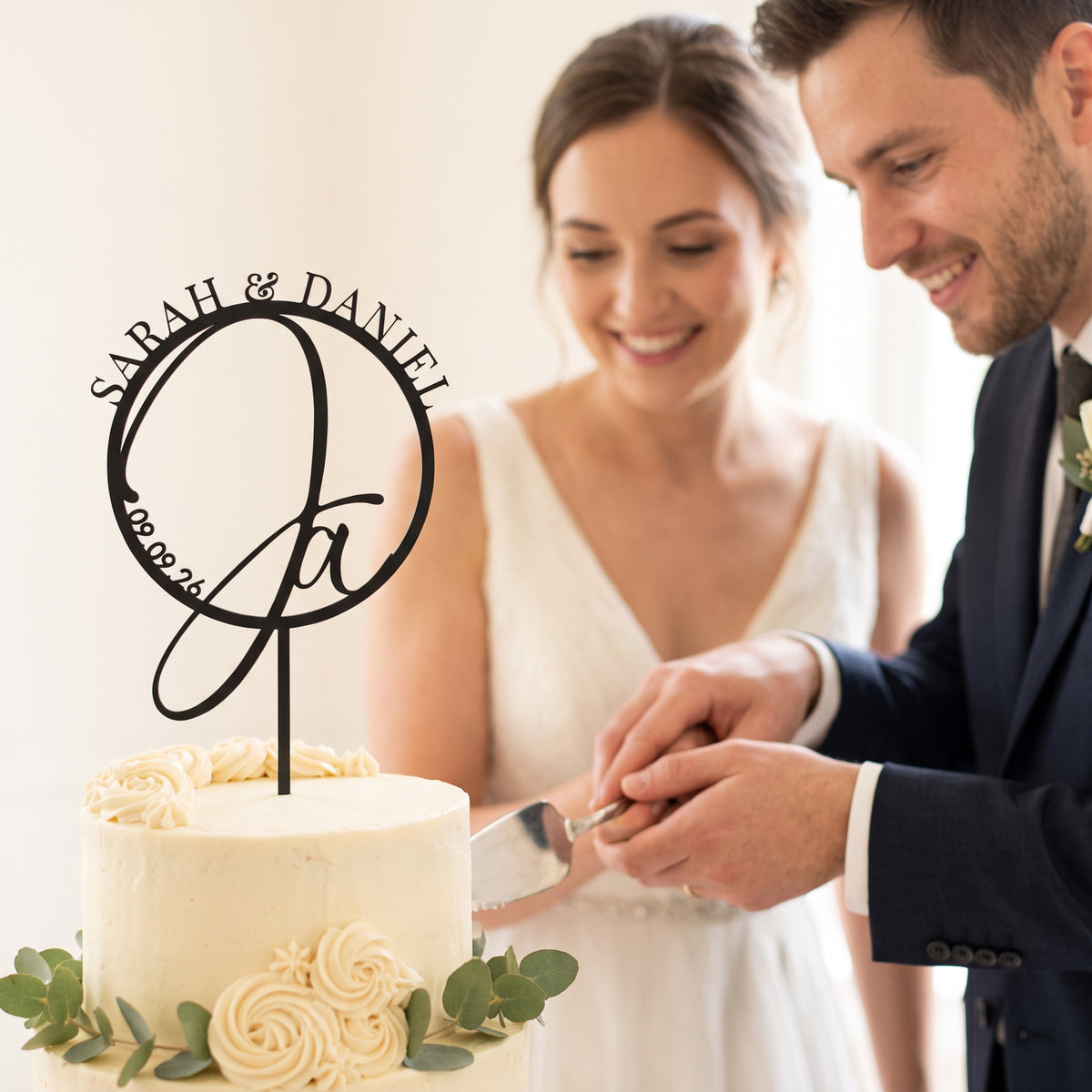 Hochzeit Cake Topper Ja-Wort im Kreis Personenbild