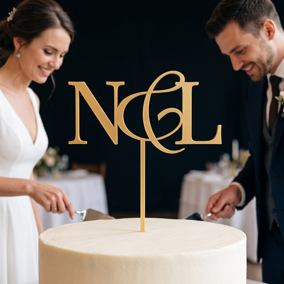 Hochzeit Cake Topper Monogramm mit Initialen Personenbild