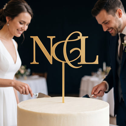 Hochzeit Cake Topper Monogramm mit Initialen Personenbild