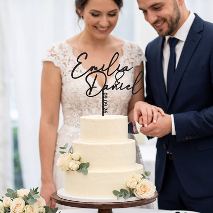 Hochzeit Cake Topper Namenspaar mit Datum Personenbild