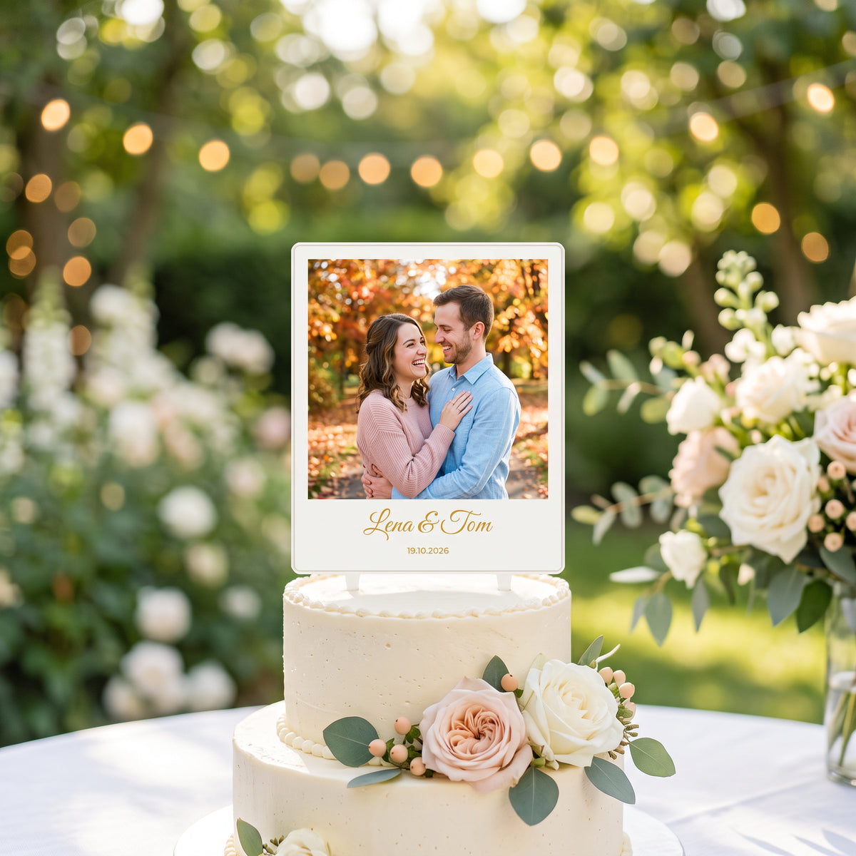 Foto-Tortenstecker Hochzeit Sofortbild Cake Topper