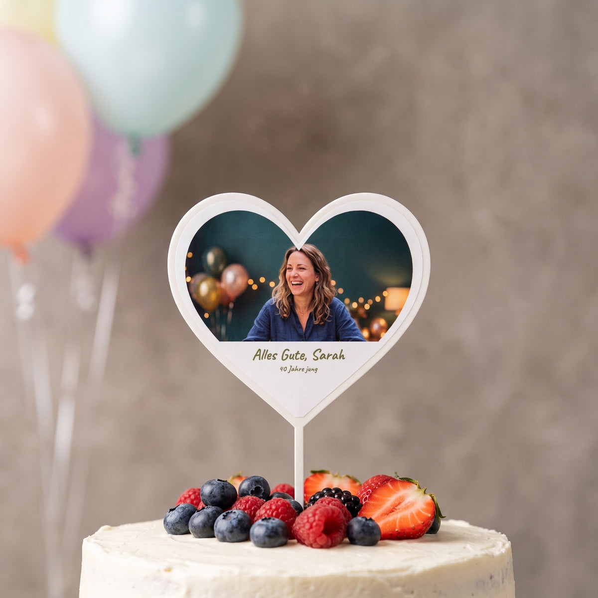Herz Foto-Tortenstecker Geburtstag Cake Topper