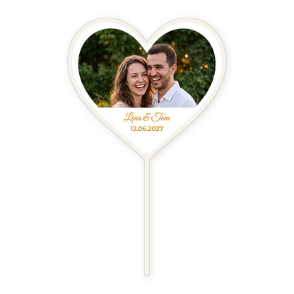 Herz Foto-Tortenstecker Hochzeit Cake Topper