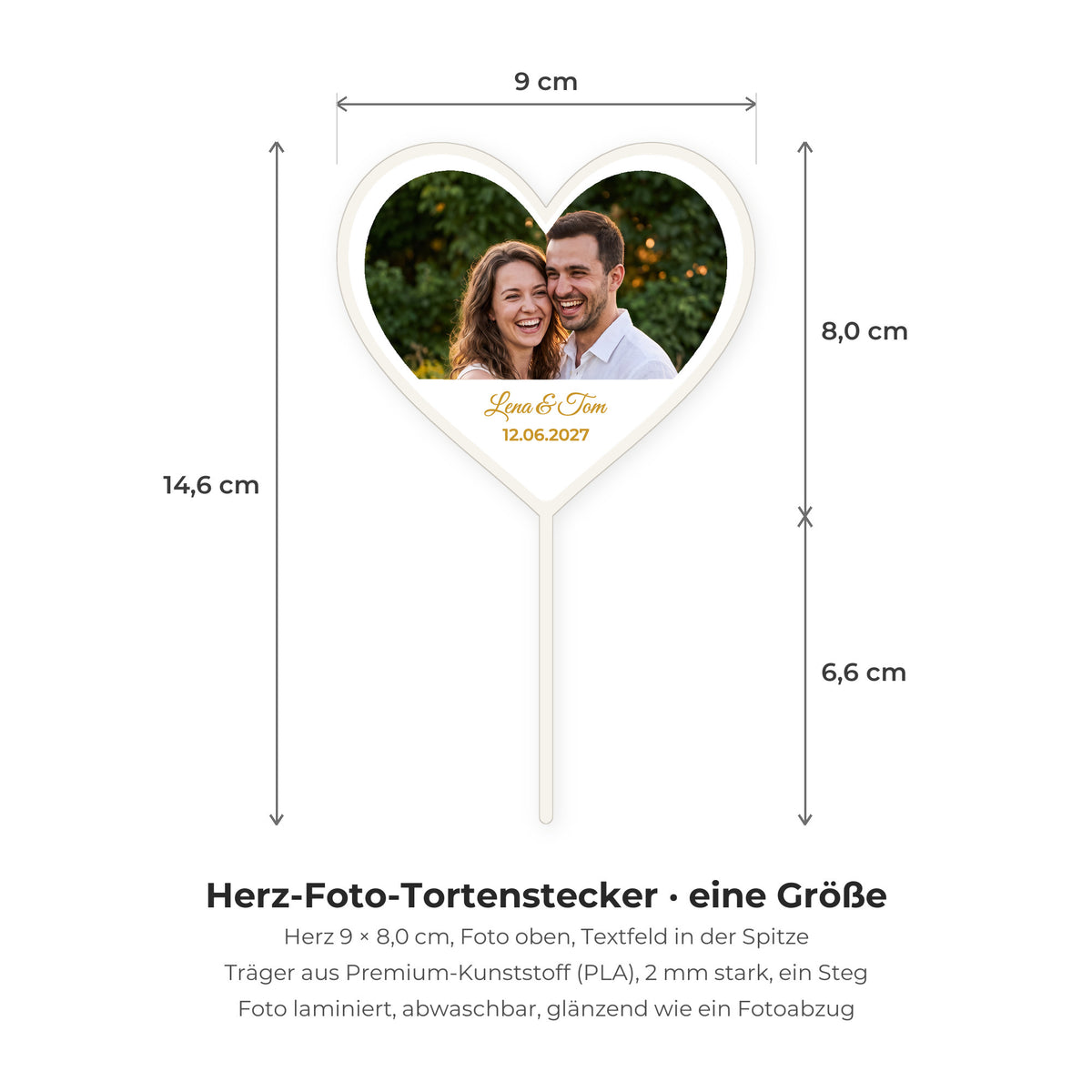 Herz Foto-Tortenstecker Geburtstag Cake Topper