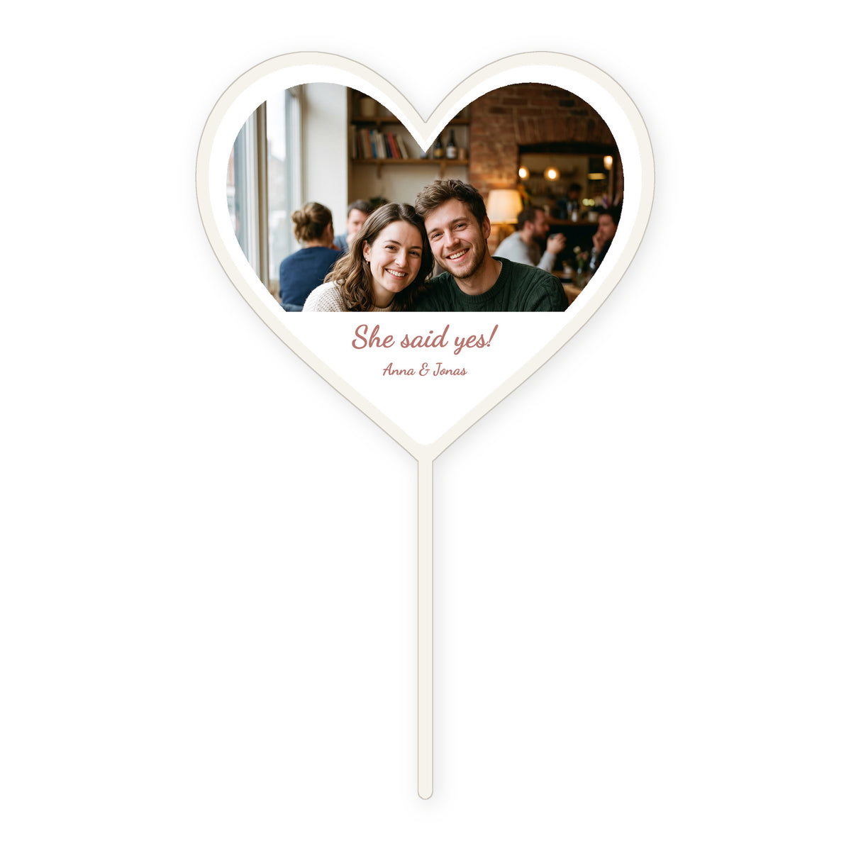 Herz Foto-Tortenstecker Verlobung Cake Topper