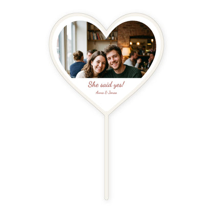Herz Foto-Tortenstecker Verlobung Cake Topper
