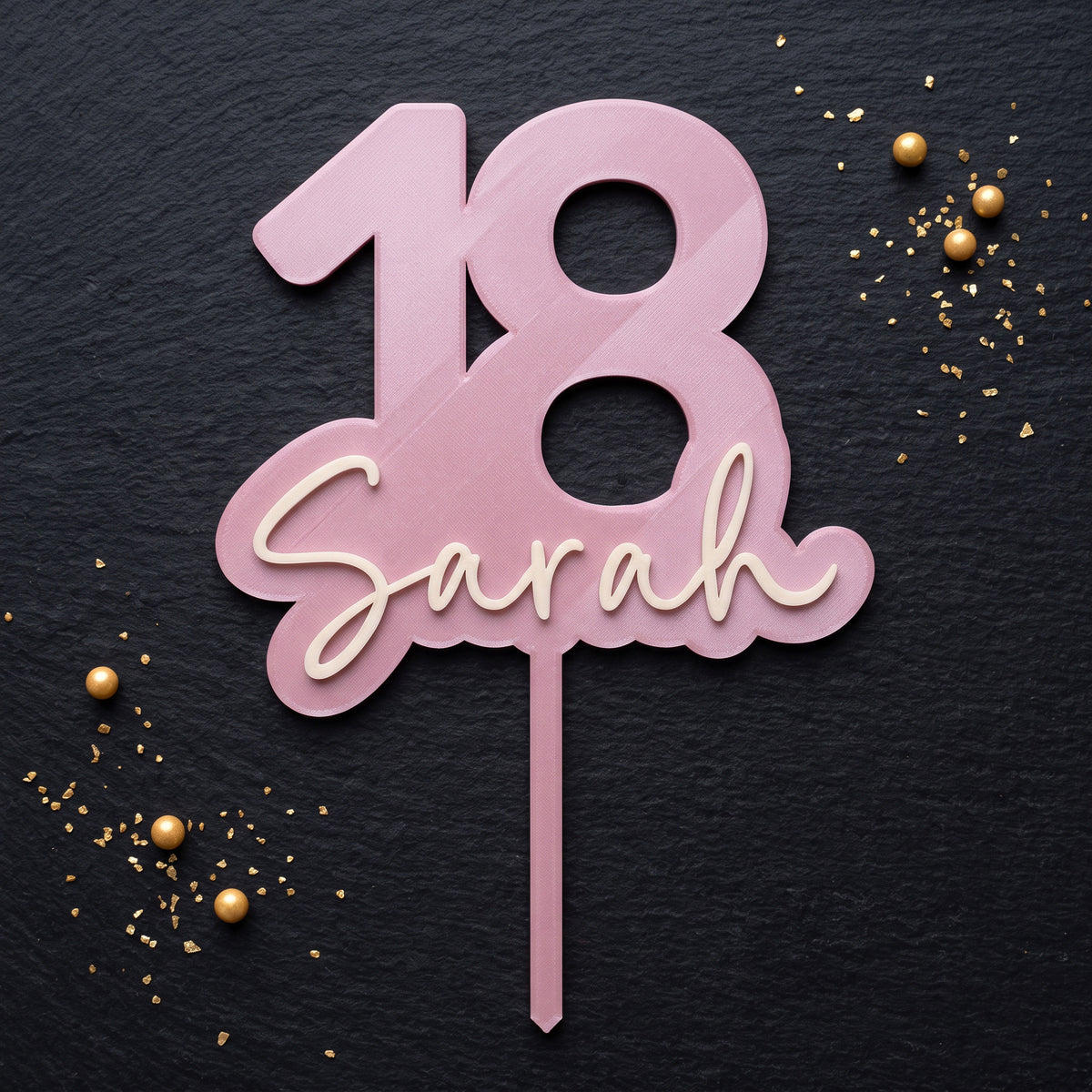 Geburtstag Cake Topper Zahl mit Name Flatlay