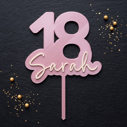Geburtstag Cake Topper Zahl mit Name Flatlay
