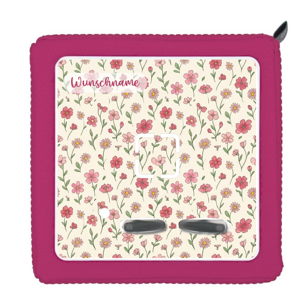 Toniebox 1 Schutzfolie Blumenwiese Rosa mit Wunschname