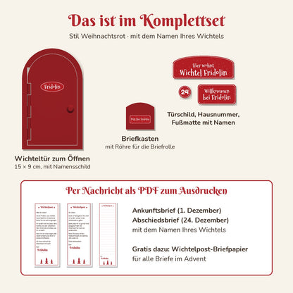 Wichteltür personalisiert WK Rot Lieferumfang 1600