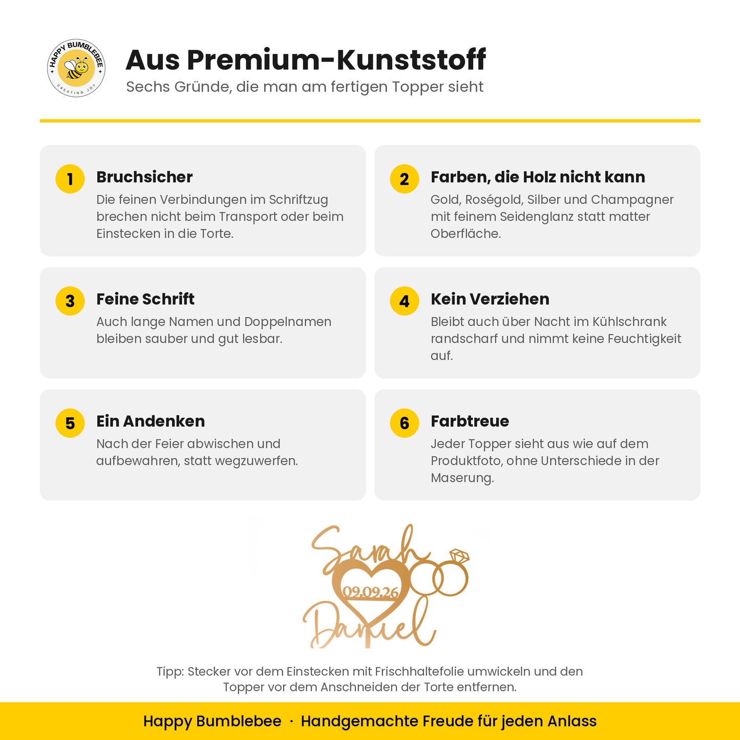 Vorteile: bleibt stabil, abwaschbar, farbtreu