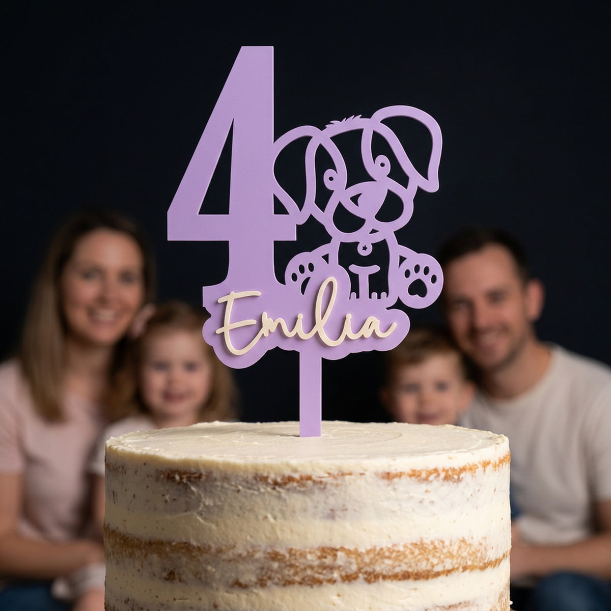 Cake Topper Zahl mit Hund, im Einsatz auf einer Geburtstagstorte