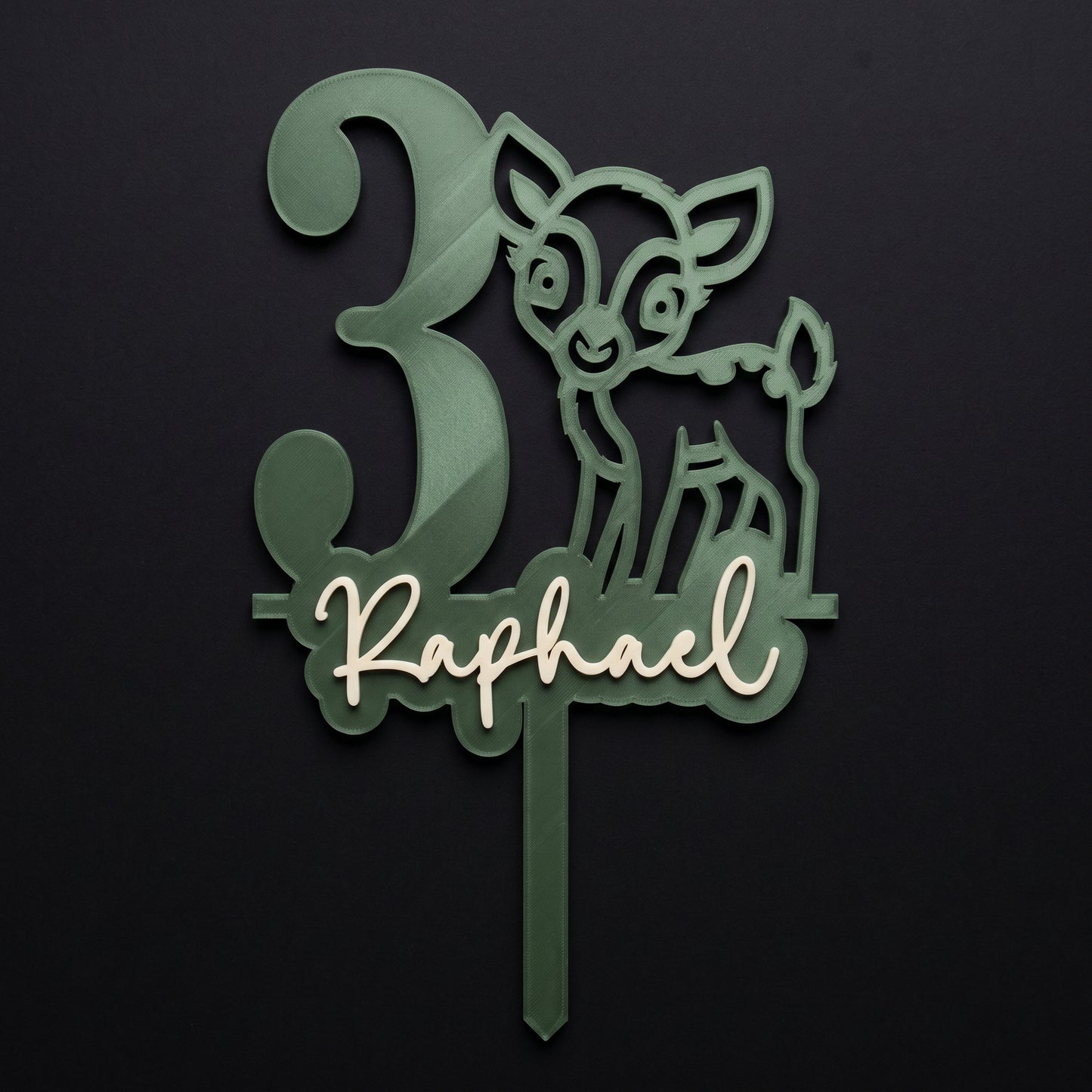 Cake Topper Zahl mit Reh, Flatlay-Ansicht