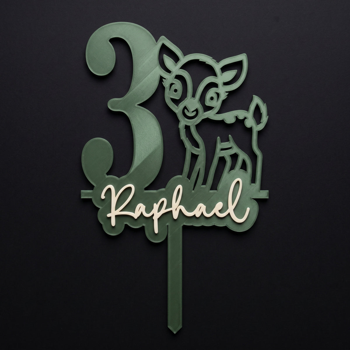 Cake Topper Zahl mit Reh, Flatlay-Ansicht