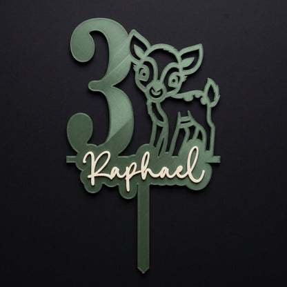 Cake Topper Zahl mit Reh, Flatlay-Ansicht