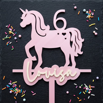 Cake Topper Zahl mit Einhorn, Flatlay-Ansicht