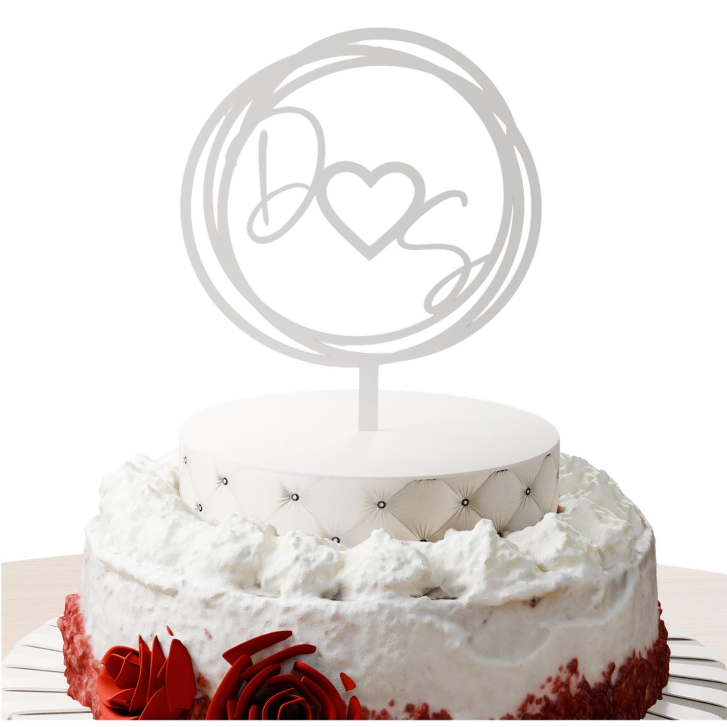 Monogramm im Kreis Cake Topper Gold auf Hochzeitstorte